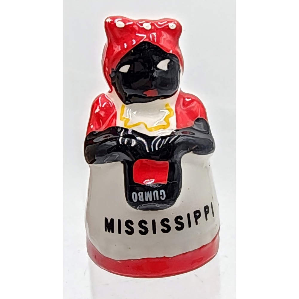 Vintage Americana Cast Iron Coin Banks & Sewing Thimble Red White Mississippi - Picture 4 of 12